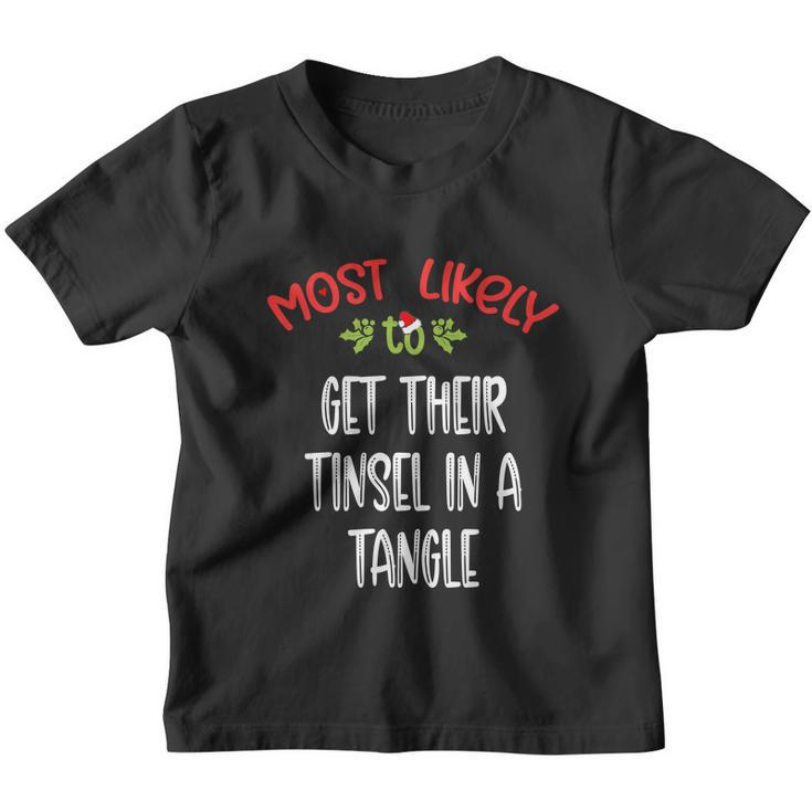 Most Likely To Christmas Get Their Tinsel In A Tangle Family Group Youth T-shirt