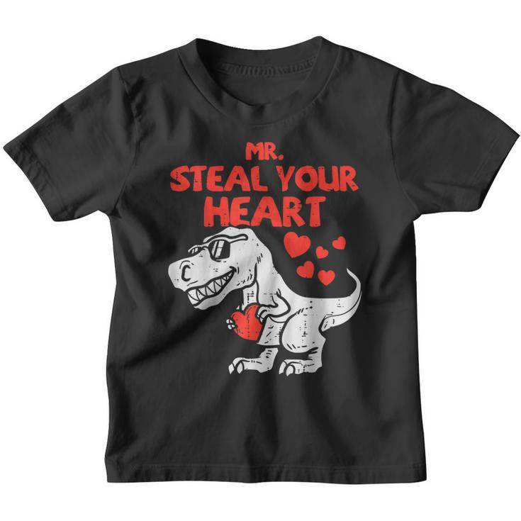 Mr Steal Your Heart Dinosau Funny Valentines Day Boys Gifts  Youth T-shirt