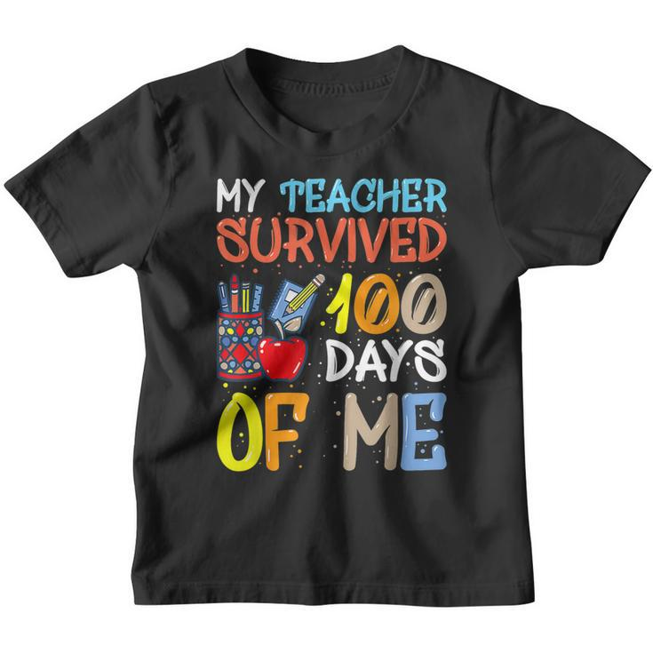 My Teacher Survived 100 Days Of Me Funny School Boys Girls  Youth T-shirt