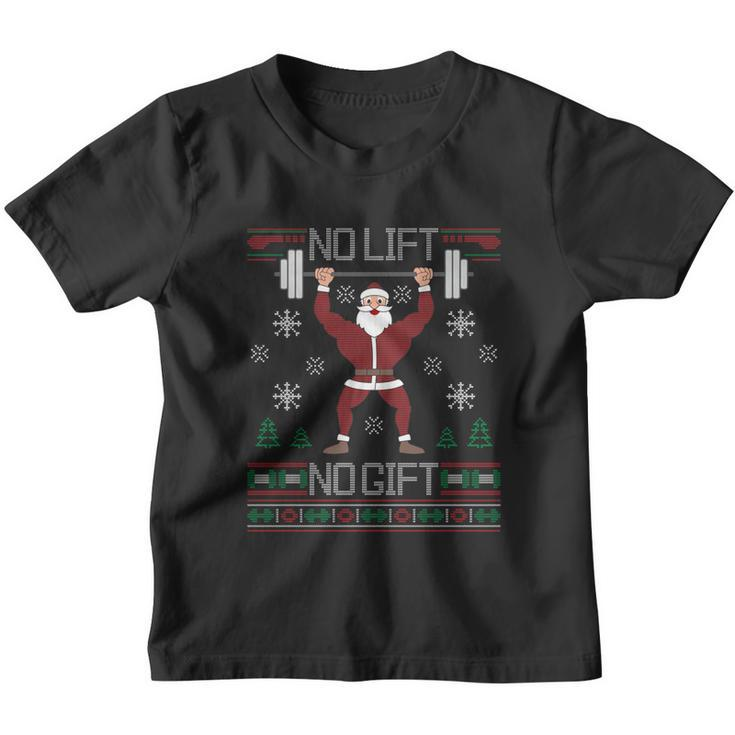 No Lift No Gift Ugly Christmas Sweater Gym Santa Long Sleeve Long Sleeve Tshirt Youth T-shirt