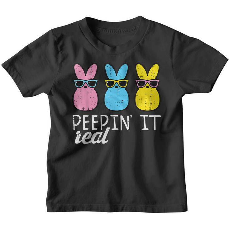 Peepin It Real Easter Bunnies Cool Boys Girls Kids Toddler Youth T-shirt