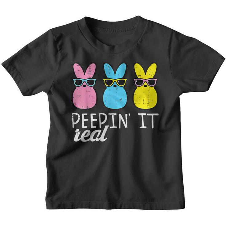Peepin It Real Easter Bunnies Cool Boys Girls Kids Toddler  Youth T-shirt