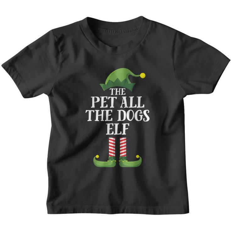 Pet All The Dogs Elf Matching Family Group Christmas Pajama Youth T-shirt