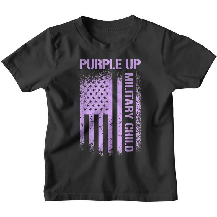 Purple Up Military Child American Flag Military Kids Month  Youth T-shirt