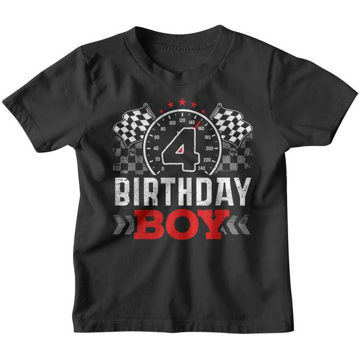 Race Car 4Th Birthday Boy Party Racing Car Driver Pit Crew  Youth T-shirt