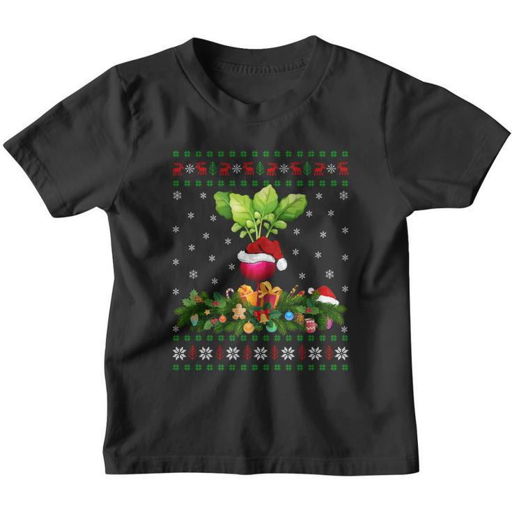 Radish Lover Xmas Santa Hat Ugly Radish Christmas Great Gift Youth T-shirt