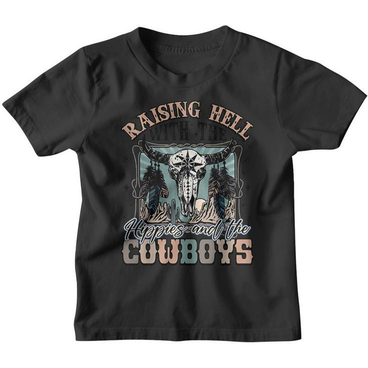 Raising Hell With The Hippies And Cowboys Western Cowgirl  Youth T-shirt