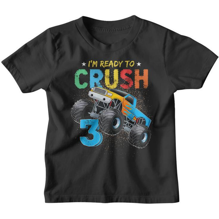 Ready To Crush 3 Monster Truck 3Rd Birthday Boys Kids  Youth T-shirt
