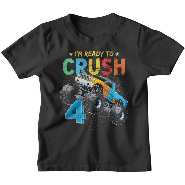 Ready To Crush 4 Monster Truck 4Th Birthday Boys Kids  Youth T-shirt