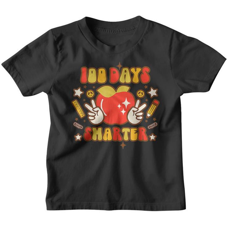 Retro 100 Days Smarter Happy 100 Days Of School Groovy  Youth T-shirt