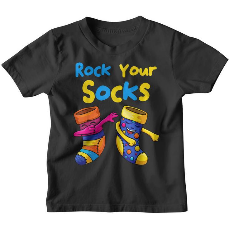Rock Your Socks Down Syndrome Day Awareness For Boys Girls  Youth T-shirt