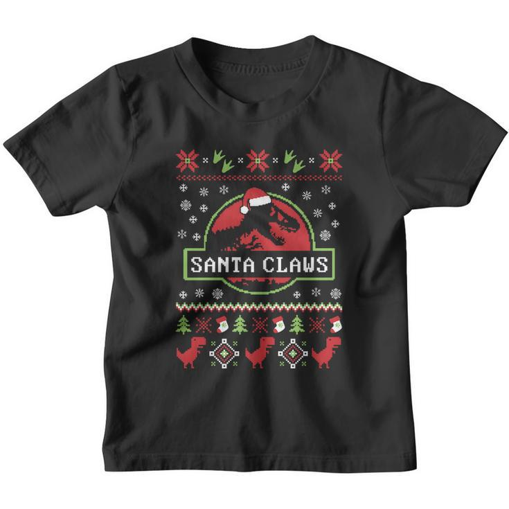 Santa Claws Jurassic Ugly Christmas Sweater Youth T-shirt