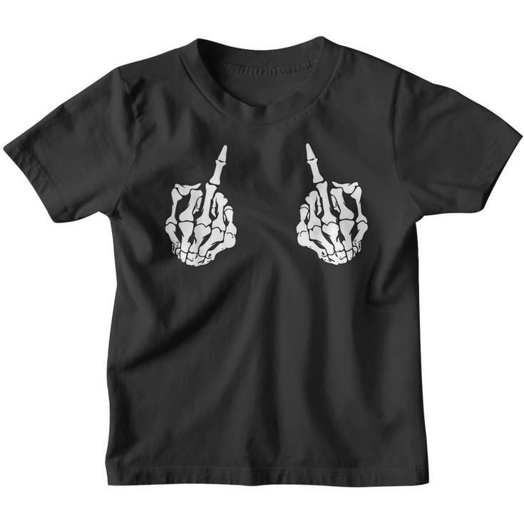 Skeleton Hand Funny Middlefinger Men Women Halloween  Youth T-shirt