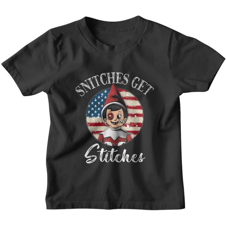 Snitches Get Stitches Elf On A Self Funny Christmas Xmas Holiday V3 Youth T-shirt