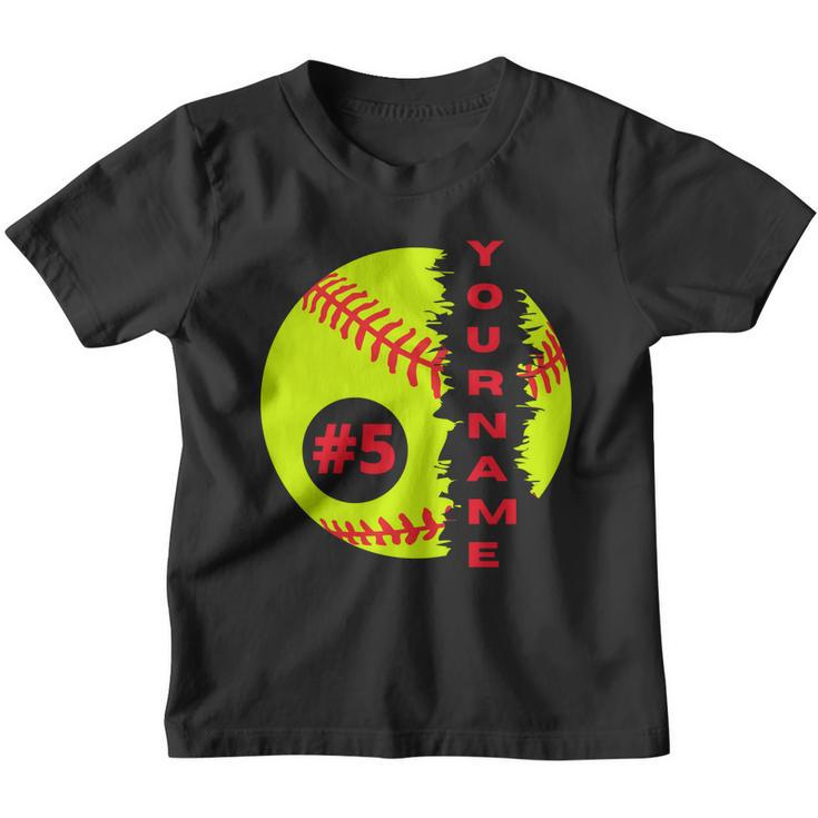 Softball Custom Name And Number Sport Lover Sport Player Personalized Gift Youth T-shirt