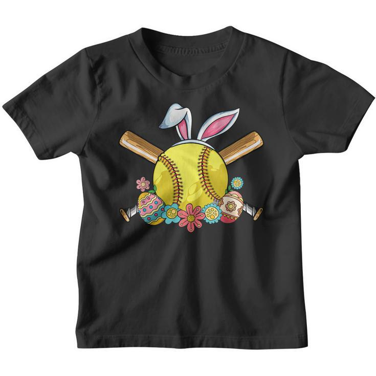 Softball Player Easter Ear Boys Ns Easter Bunny Softball Youth T-shirt