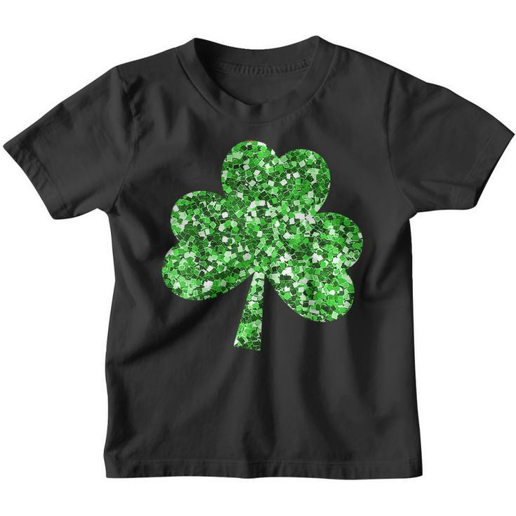 St Patricks Day Girls Bling Lucky Shamrock School   Youth T-shirt