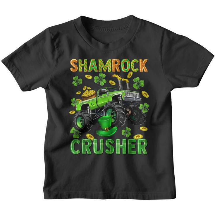 St Patricks Day Monster Truck Boys Toddler Shamrock Crusher  Youth T-shirt