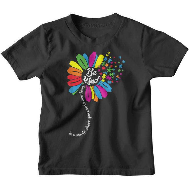 Sunflower Autism Awareness Be Kind Puzzle Mom Support Kids  Youth T-shirt