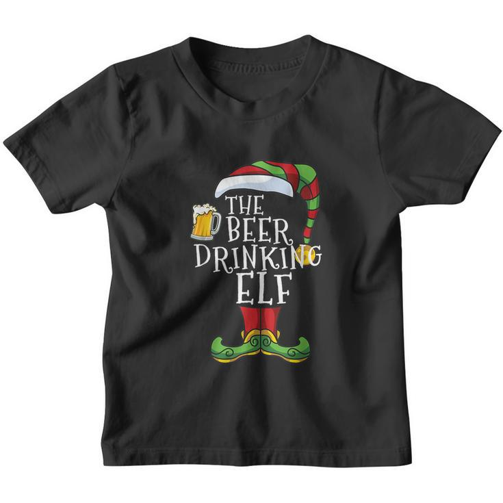 The Beer Drinking Elf Family Matching Christmas Funny Pajama Youth T-shirt