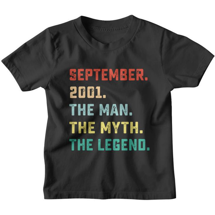 The Man Myth Legend September 2001 Birthday Gift 18 Yr Old Youth T-shirt