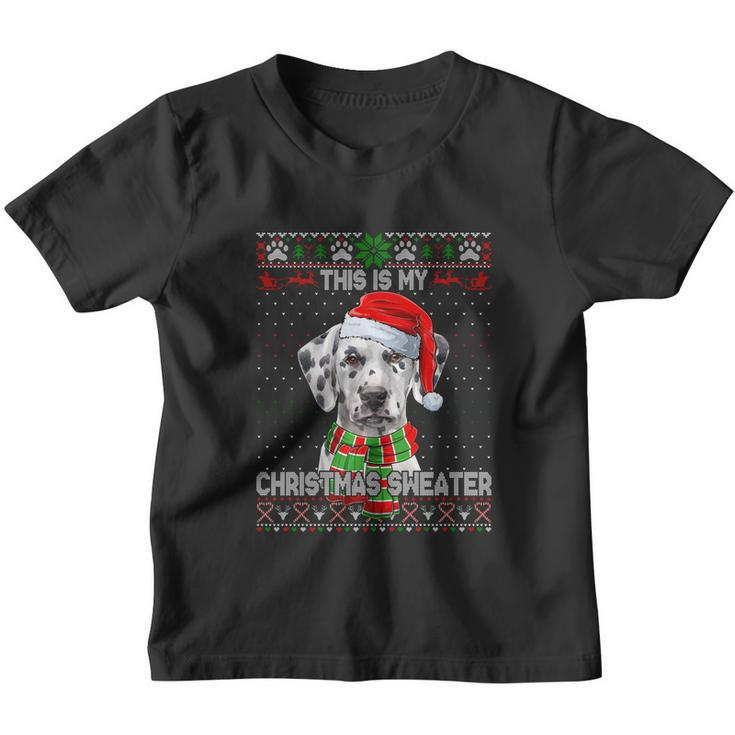 This Is My Christmas Sweater Dalmatian Santa Scarf Ugly Xmas Youth T-shirt