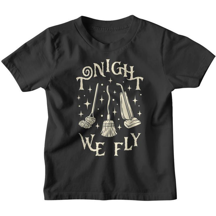 Tonight We Fly Witch Brooms Fall Graphic Vintage Halloween V2 Youth T-shirt