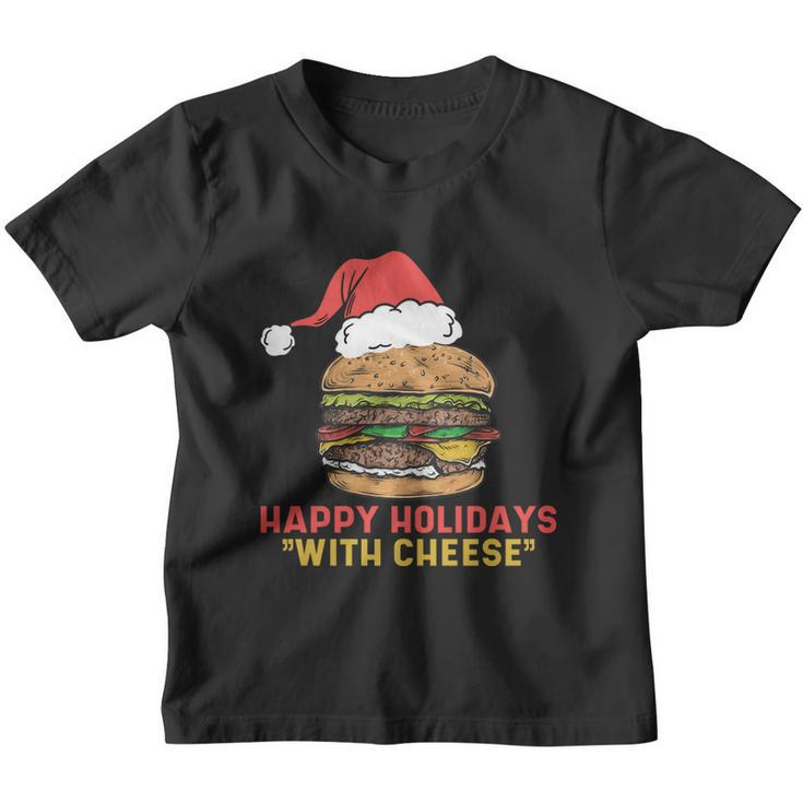 Ugly Christmas Sweater Burger Happy Holidays With Cheese V2 Youth T-shirt
