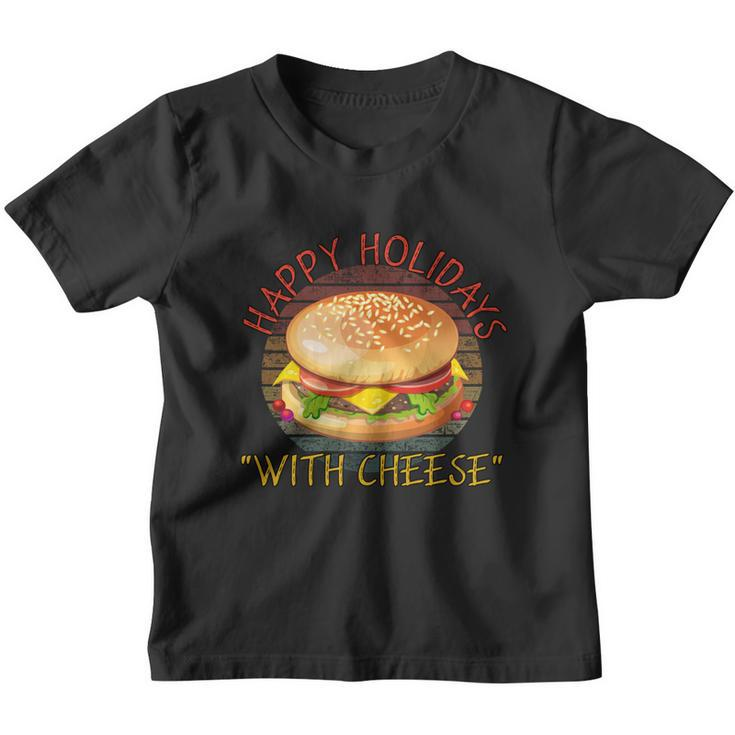 Ugly Christmas Sweater Burger Happy Holidays With Cheese V8 Youth T-shirt