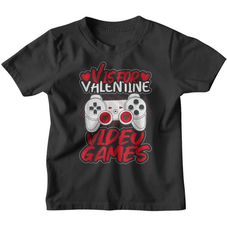 V Is For Video Games Funny Gamer Kids Boys Valentines Day  Youth T-shirt