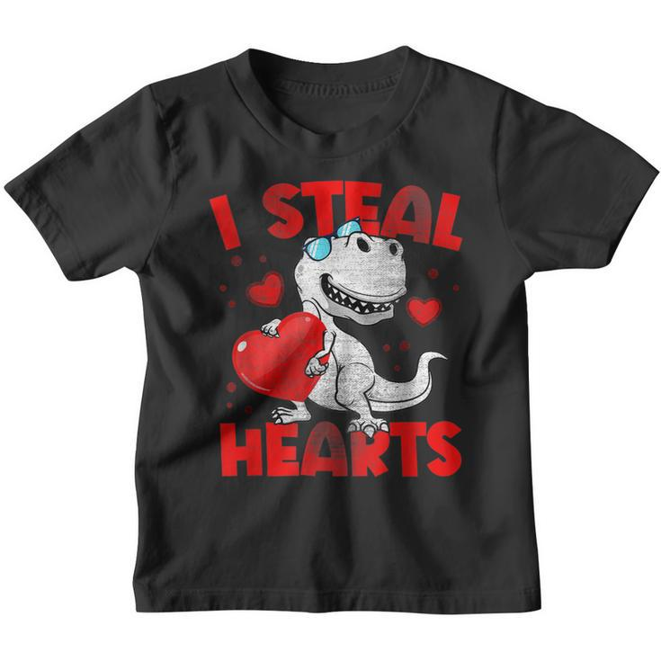 Valentines Day Boys Kids Dinosaur T Rex Lover I Steal Hearts  Youth T-shirt