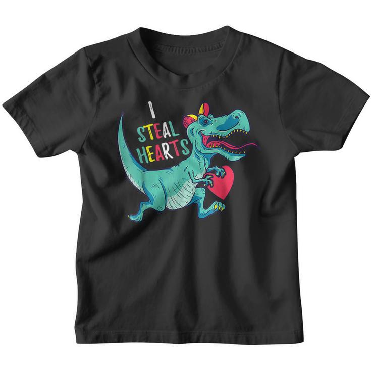 Valentines Day Dinosaur Trex I Steal Hearts For Boys Kids  Youth T-shirt
