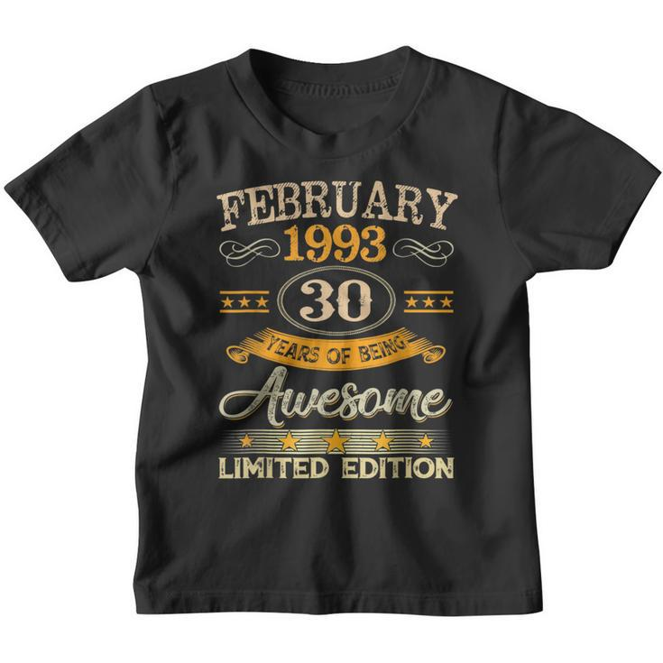 Vintage February 1993 30 Years Old Boy 30Th Birthday Youth T-shirt