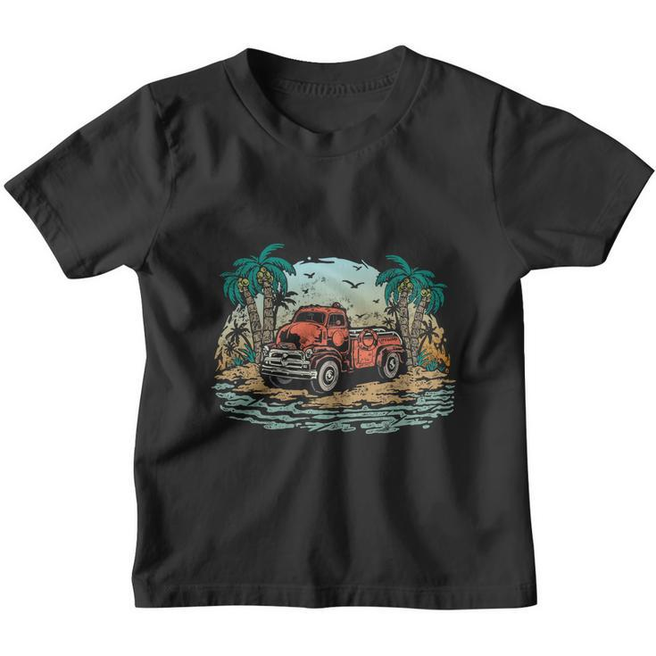 Vintage Summer Beach Lifeguard Car Youth T-shirt