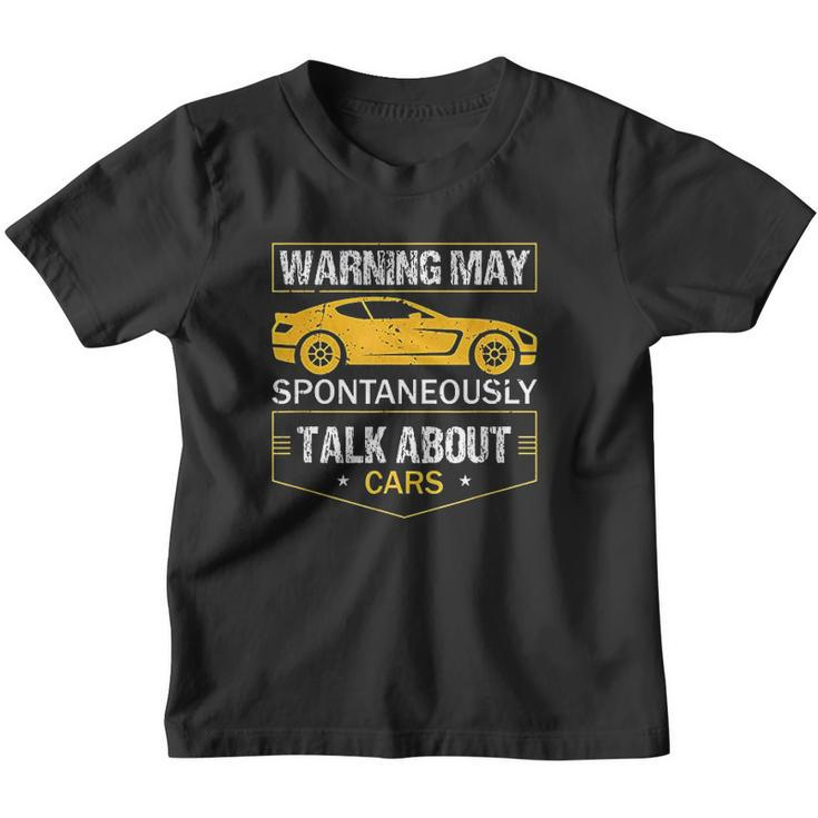 Warning May Spontaneously Start Talking About Cars Salesman Youth T-shirt