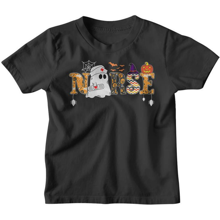 Womens Halloween Nurse For Women Halloween Scrub Tops Nursing Ghost  Youth T-shirt