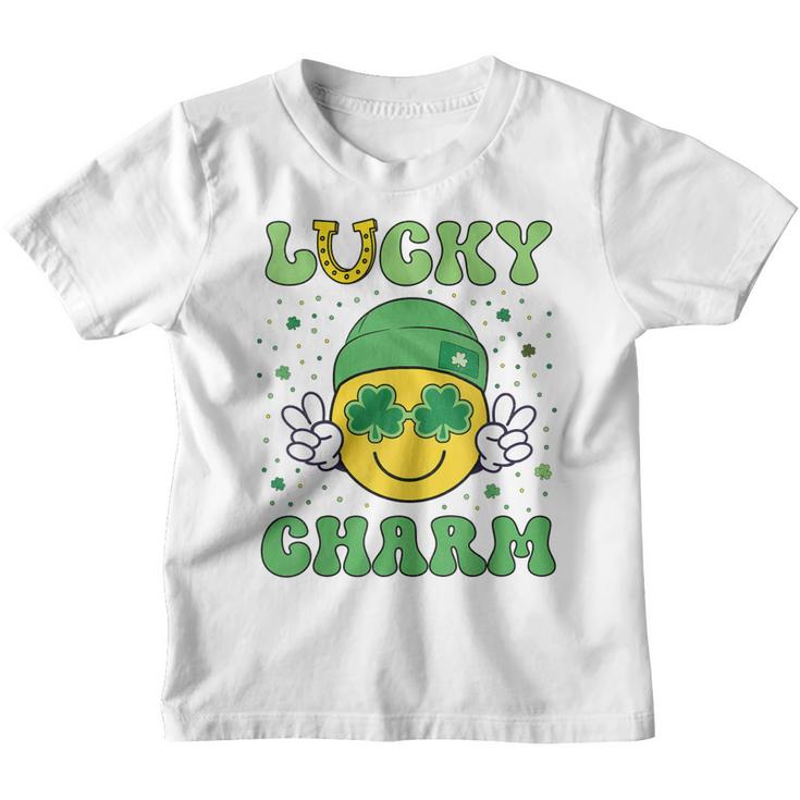Funny St Patricks Day Lucky Charm Smile Face Kids Boys Girls  Youth T-shirt