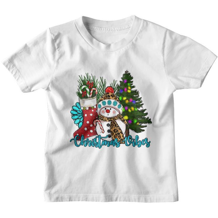 Christmas Vibes Snowman Christmas Trees Youth T-shirt