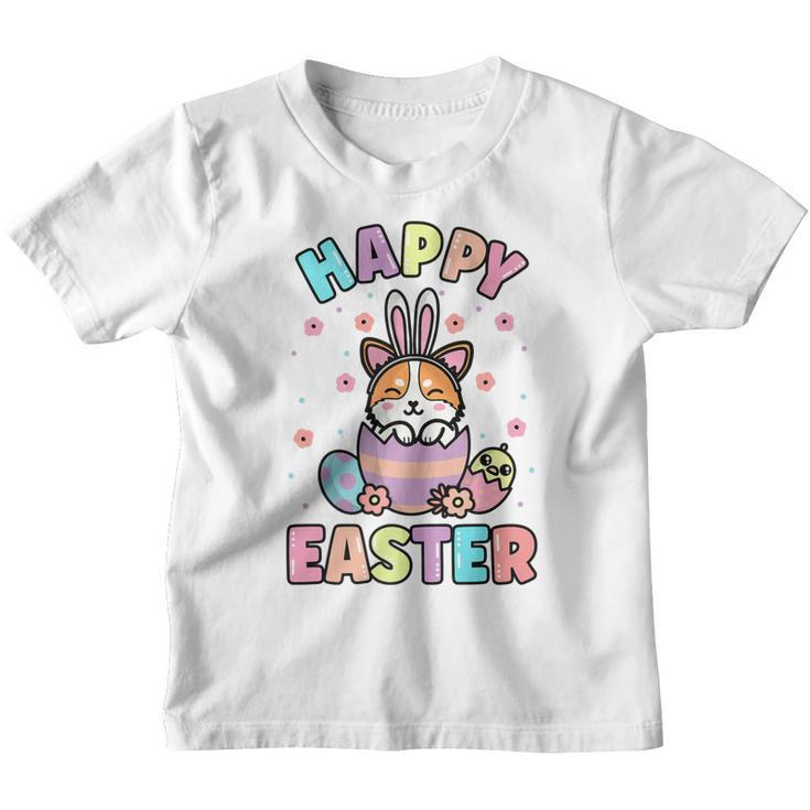 Easter Kawaii Bunny Corgi Dog Cute Spring Egg Hunting Kids   Youth T-shirt