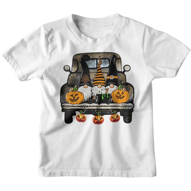 Gnomes Truck Scary Pumpkins Autumn Halloween Costume Youth T-shirt