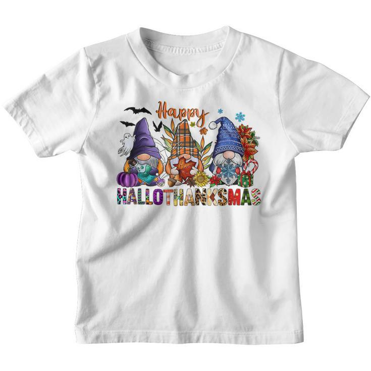 Happy Hallothanksmas Gnomes Halloween Thanksgiving Christmas  V30 Youth T-shirt