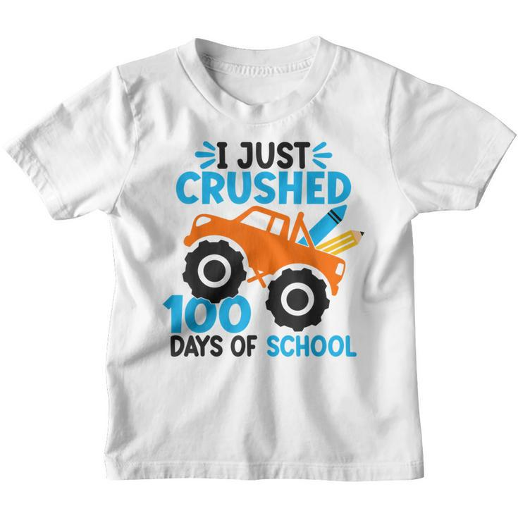 I Just Crushed 100 Days Of School Monster Truck Boys Kids  Youth T-shirt