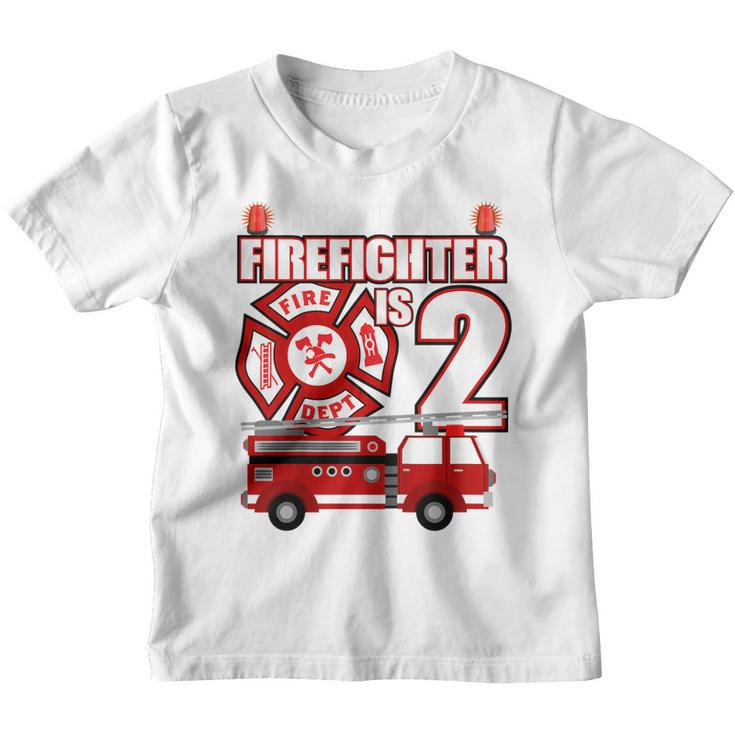 Kids 2 Year Old Firefighter Birthday Party Fire Truck 2Nd Gift  Youth T-shirt