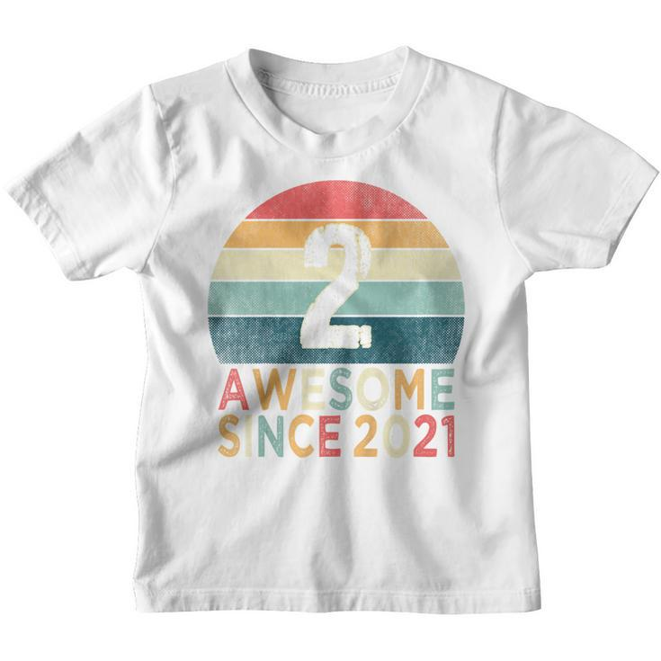 Kids 2Nd Birthday Vintage Retro 2 Years Old Awesome Since 2021  Youth T-shirt