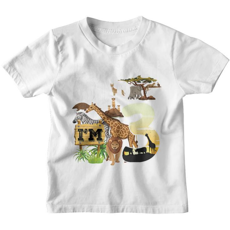 Kids 3 Year Old Zoo Birthday Safari Jungle Animal 3Rd B-Day  Youth T-shirt