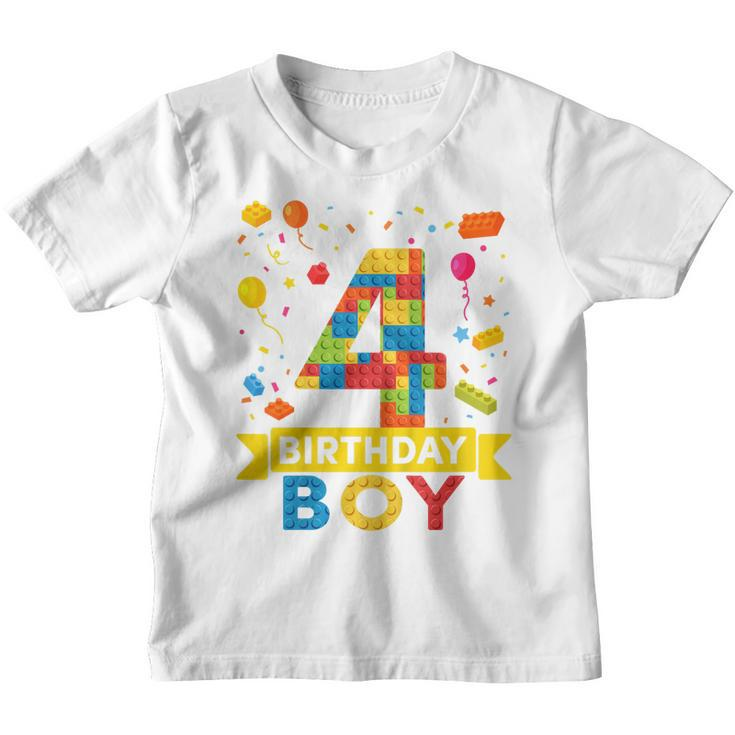 Kids 4 Year Old Building Blocks 4Th Birthday Boy  Youth T-shirt