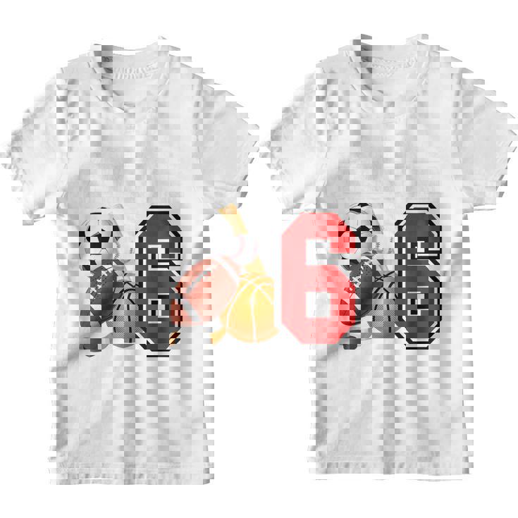 Kids 6th Sport Birthday Gift Tshirt, Sports Star Is 6 Years Old