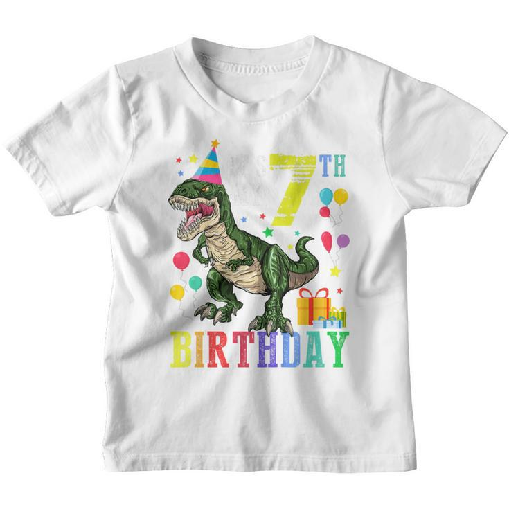 Kids 7 Year Old  7Th Birthday Boy T Rex Dinosaur Gift Kids  Youth T-shirt