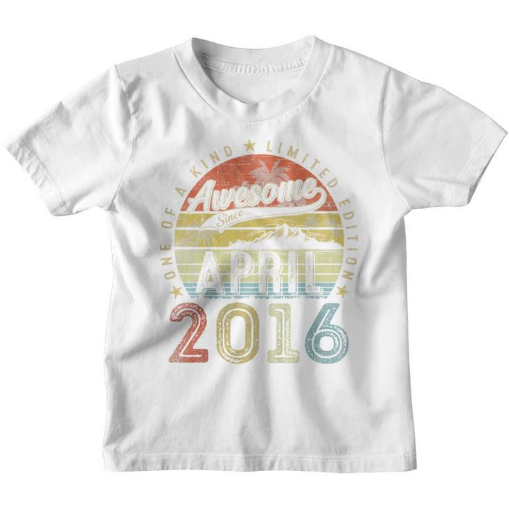 Kids 7Th Birthday Gift Awesome Since April 2016 7 Year Old  Youth T-shirt