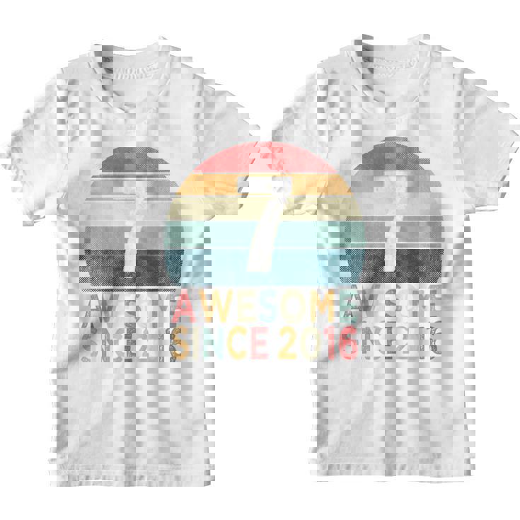 Kids 7Th Birthday Vintage Retro 7 Years Old Awesome Since 2016  Youth T-shirt